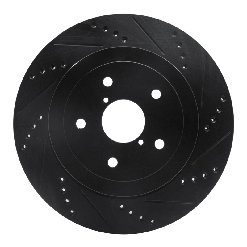 Subaru Impreza Brake Rotor (1) - Rear Right - R1 Concepts - Drilled & Slotted - Black - `05-`07